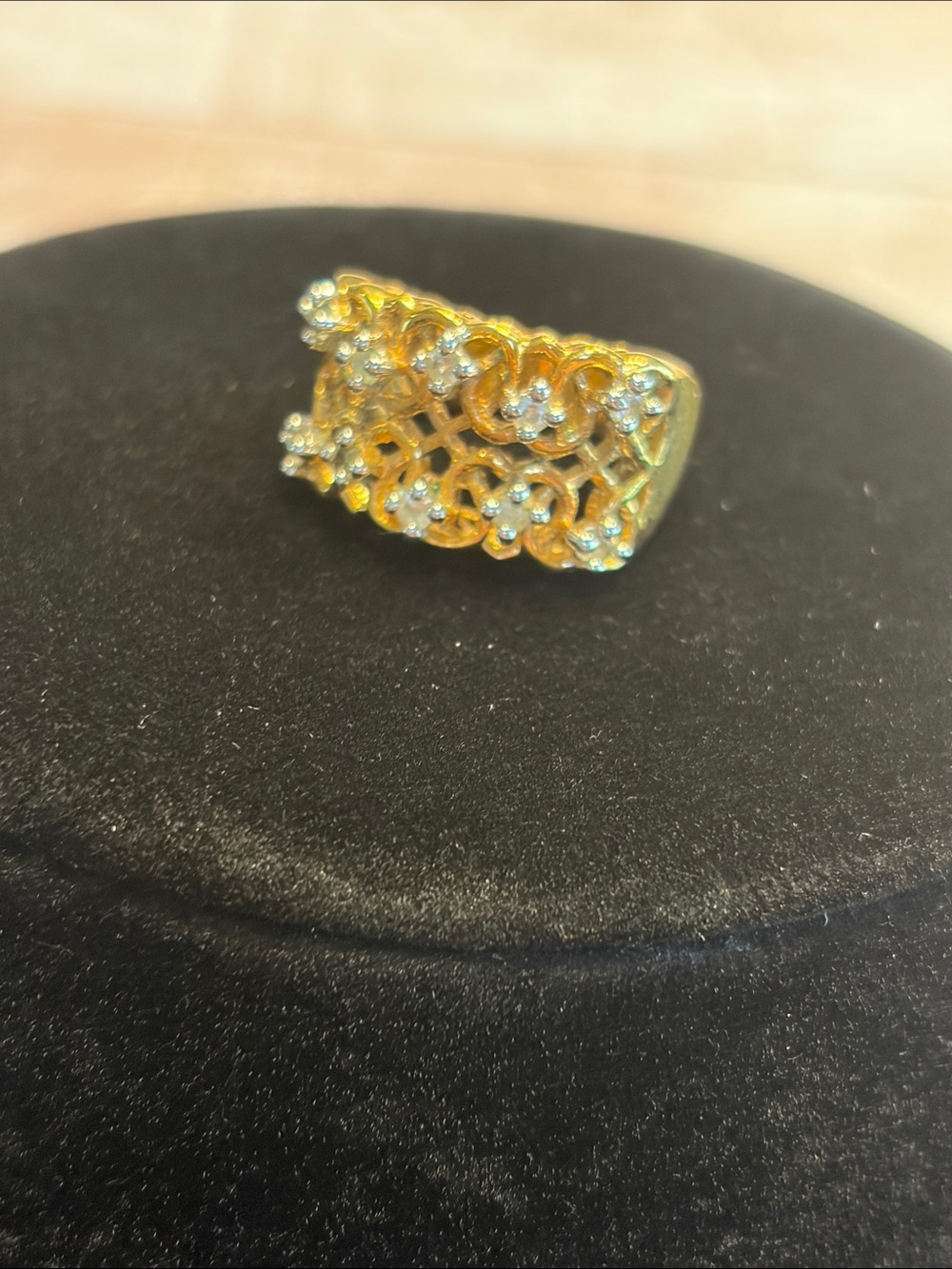 Vintage Park Lane Gold Floral Cluster Statement Ring Size 7